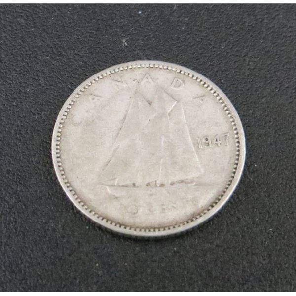 1947 Canadian Silver 10 Cent Coin