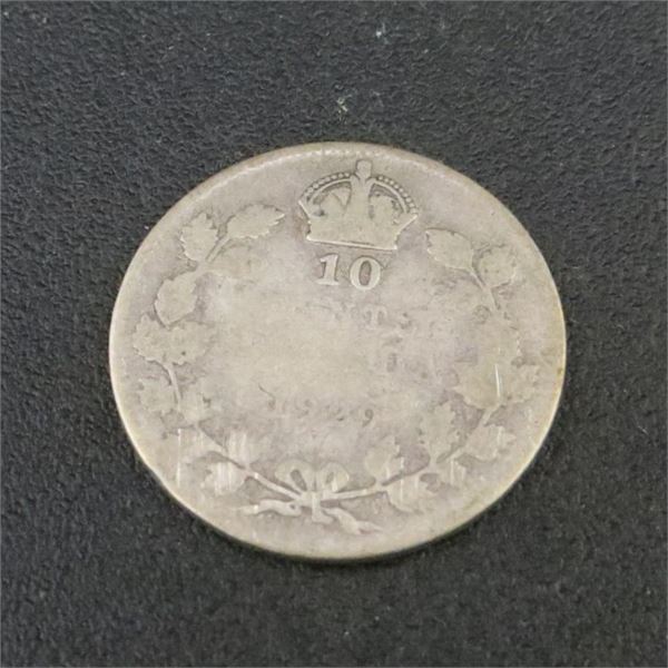 1929 Canadian Silver 10 Cent Coin