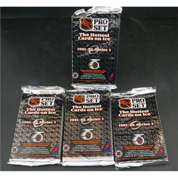 4 Sealed Packs Of 1991-92 Pro Set Hockey Cards 15 Cards Per Pack