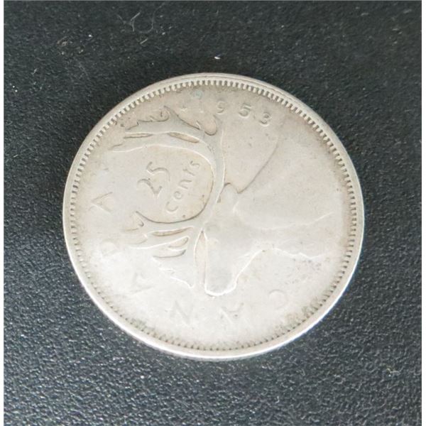 1953 Canadian Silver 25 Cent Coin