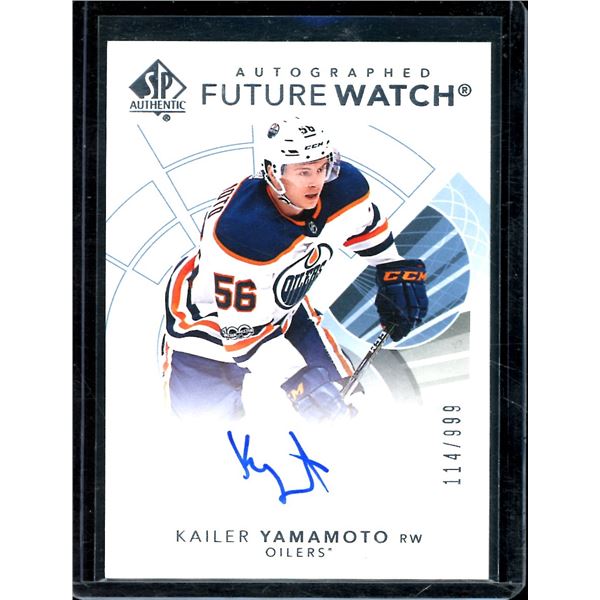 2017-18 SP Authentic #160 Kailer Yamamoto FW Rookie Card Autograph 114/999 BV $60