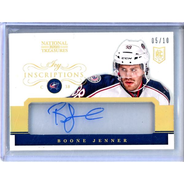 2013-14 Panini National Treasures Icy Inscriptions Gold #12 Boone Jenner 5/10 BV $85