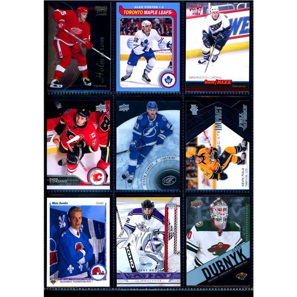 Lot of 9 Various Hockey Inserts or Rookie Cards Various Teams & Players