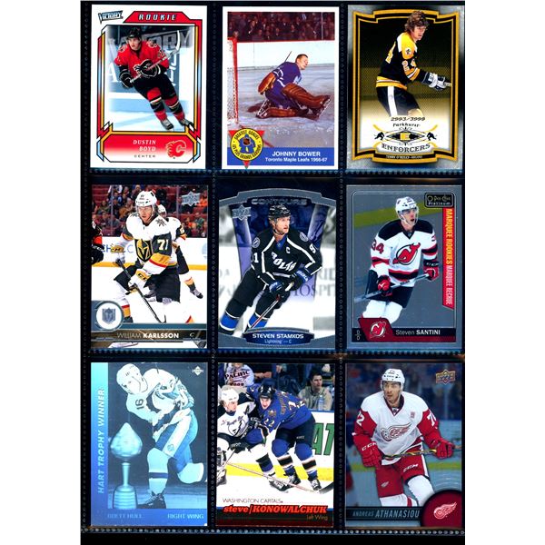 Lot of 9 Various Hockey Inserts or Rookie Cards Various Teams & Players
