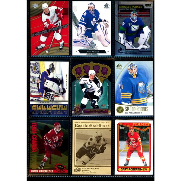 Lot of 9 Various Hockey Inserts or Rookie Cards Various Teams & Players