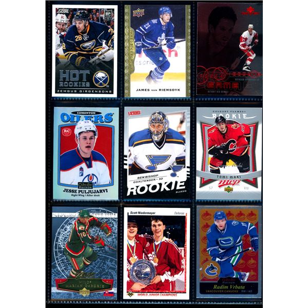 Lot of 9 Various Hockey Inserts or Rookie Cards Various Teams & Players