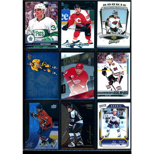 Lot of 9 Various Hockey Inserts or Rookie Cards Various Teams & Players