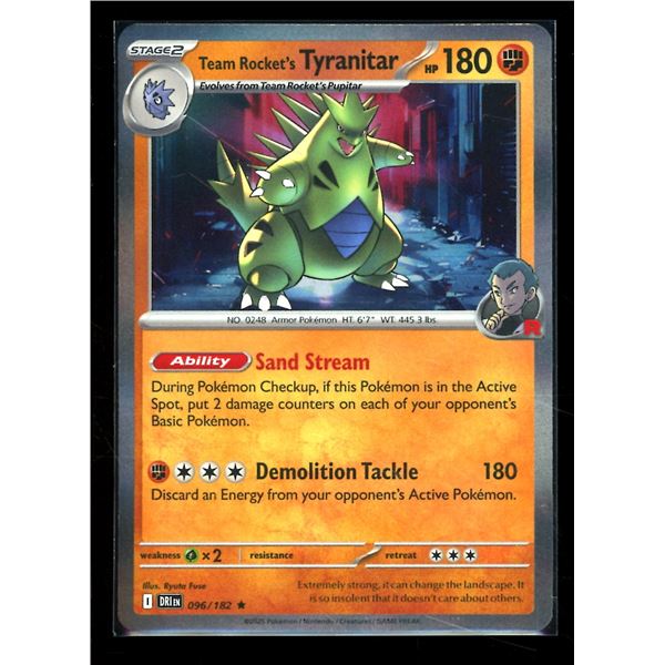 Pokemon Team Rocket's Tyranitar 096/182 Destined Rivals Holo Rare