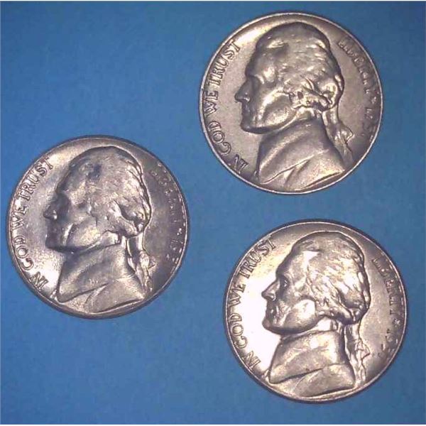 3x USA Nickels 1957