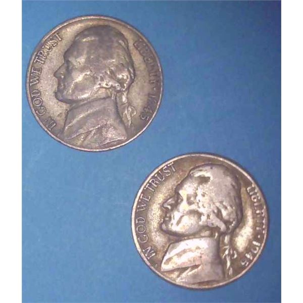 2x USA Nickels 1945