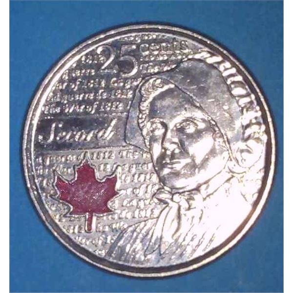 2013 Canadian Colorized Quarter Laura Secord 25 Cent Coin