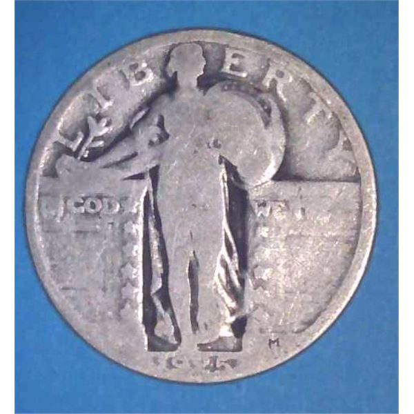 1925 USA Silver 25 Cent Coin