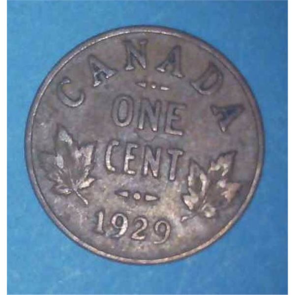 1929 Canadian Penny 1 Cent Coin