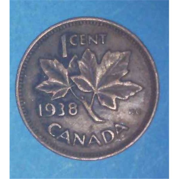 1938 Canadian Penny One Cent Coin