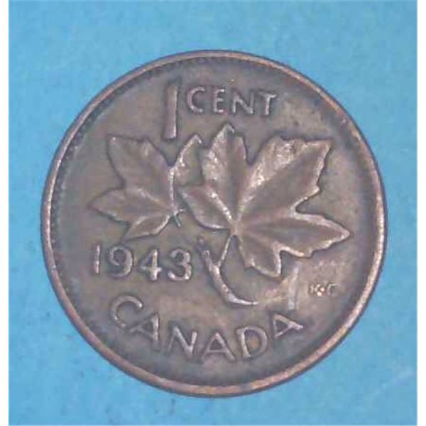 1943 Canadian Penny One Cent Coin