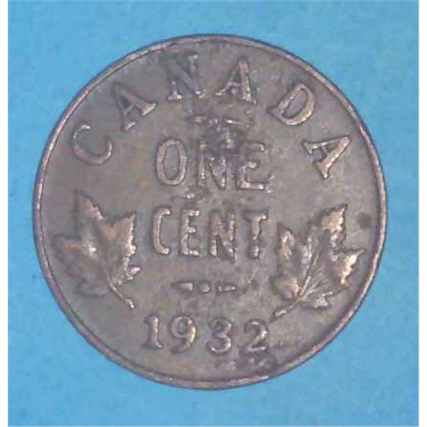 1932 Canadian Penny One Cent Coin