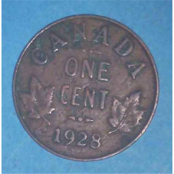 1928 Canadian Penny One Cent Coin