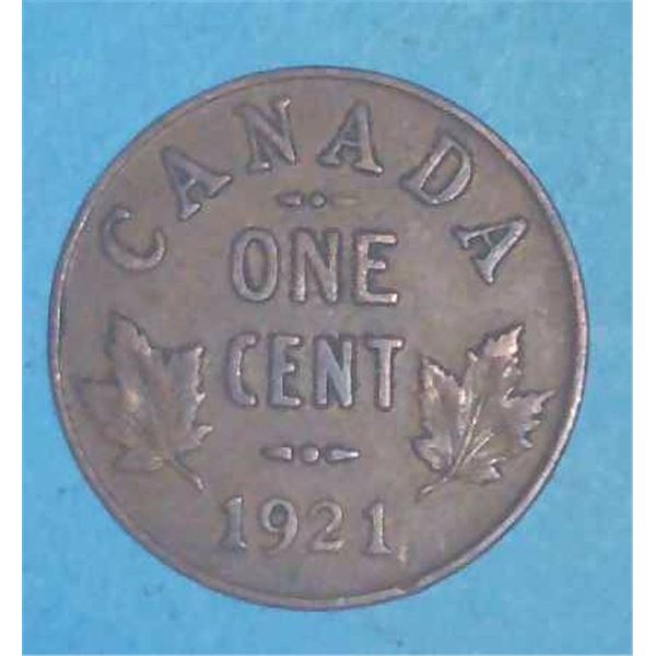 1921 Canadian Penny One Cent Coin