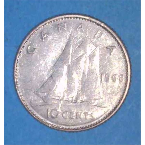 1968 Canadian Silver Dime (non-magnetic) 50% Silver
