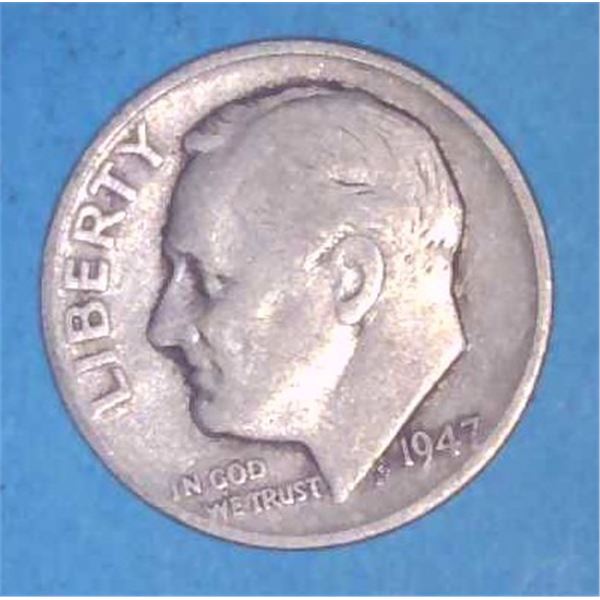 1947 USA Silver 10 Cent Coin