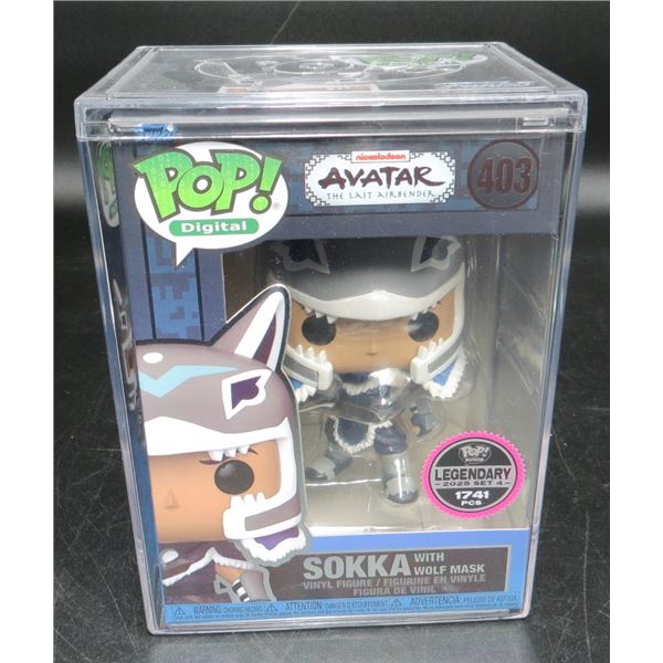 New Funko Pop NFT Avatar The Last Airbender Sokka with Wolf Mask #403 With Hard Case BV $140