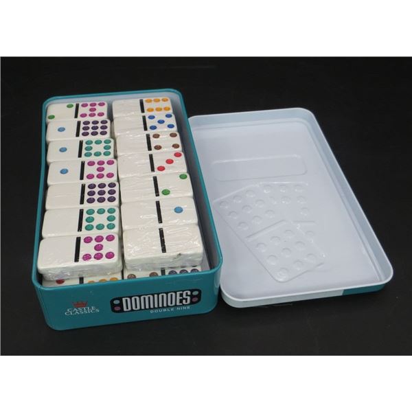 New Castle Classics 55 Jumbo Dominos Set with Tin