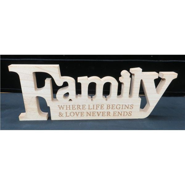 Wooden "Family" Mantel Display 18" Long 3" Wide & 6.5" Tall