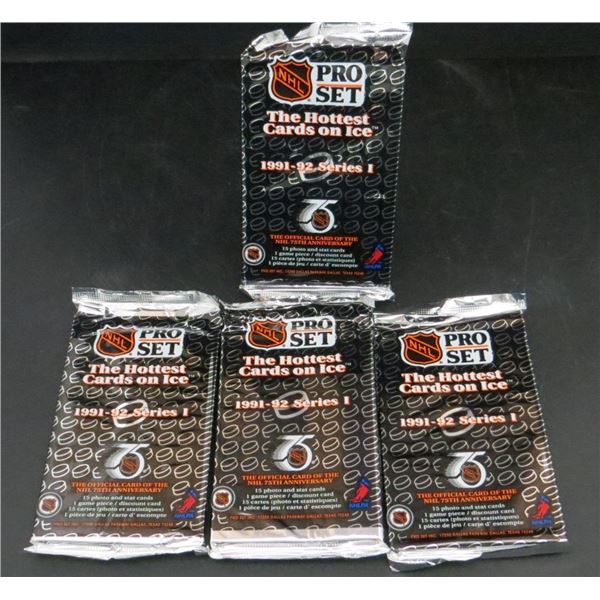4 Sealed Packs Of 1991-92 Pro Set Hockey Cards 15 Cards Per Pack