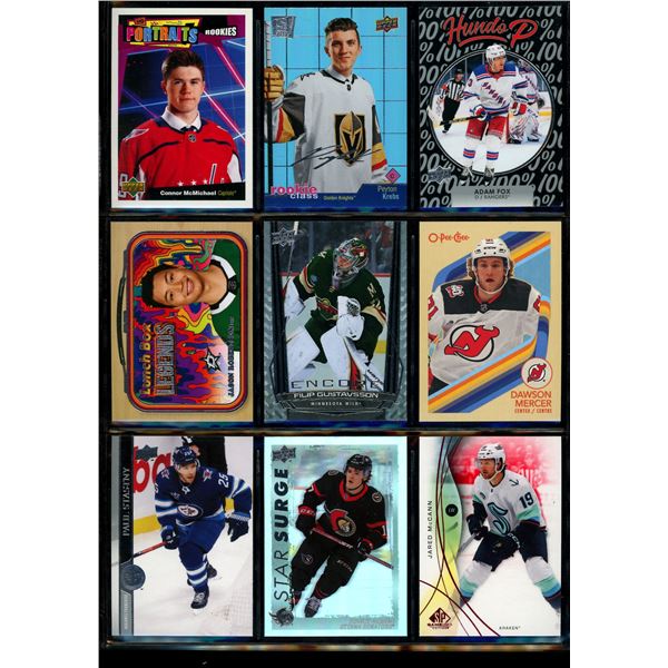 Lot of 9 Various Hockey Inserts or Rookie Cards Various Teams & Players