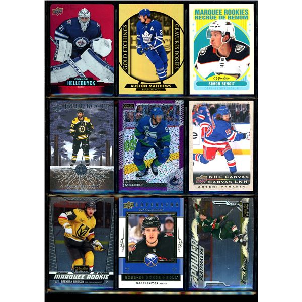 Lot of 9 Various Hockey Inserts or Rookie Cards Various Teams & Players