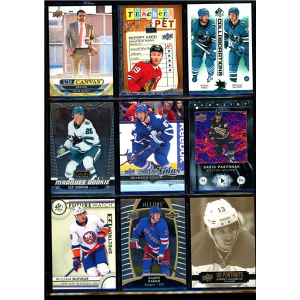 Lot of 9 Various Hockey Inserts or Rookie Cards Various Teams & Players