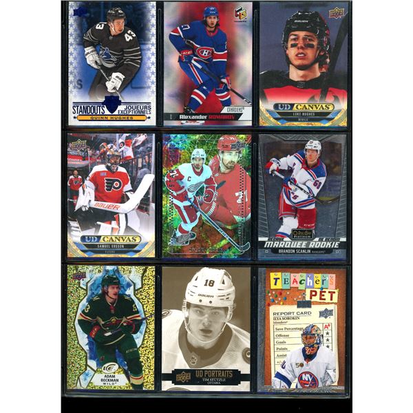 Lot of 9 Various Hockey Inserts or Rookie Cards Various Teams & Players