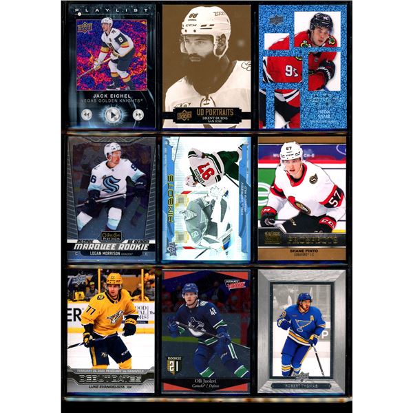 Lot of 9 Various Hockey Inserts or Rookie Cards Various Teams & Players