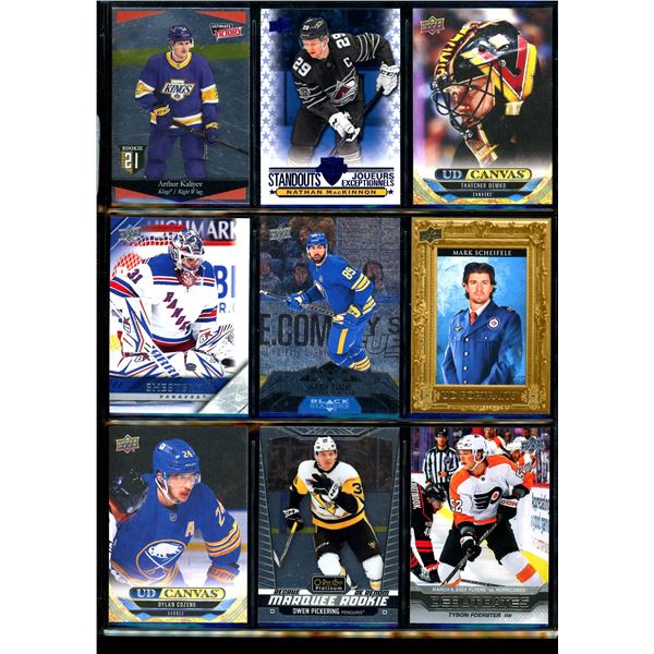 Lot of 9 Various Hockey Inserts or Rookie Cards Various Teams & Players