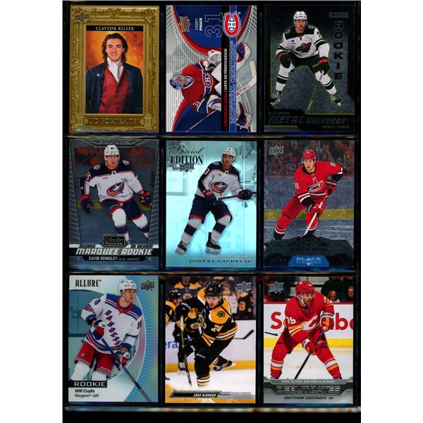 Lot of 9 Various Hockey Inserts or Rookie Cards Various Teams & Players
