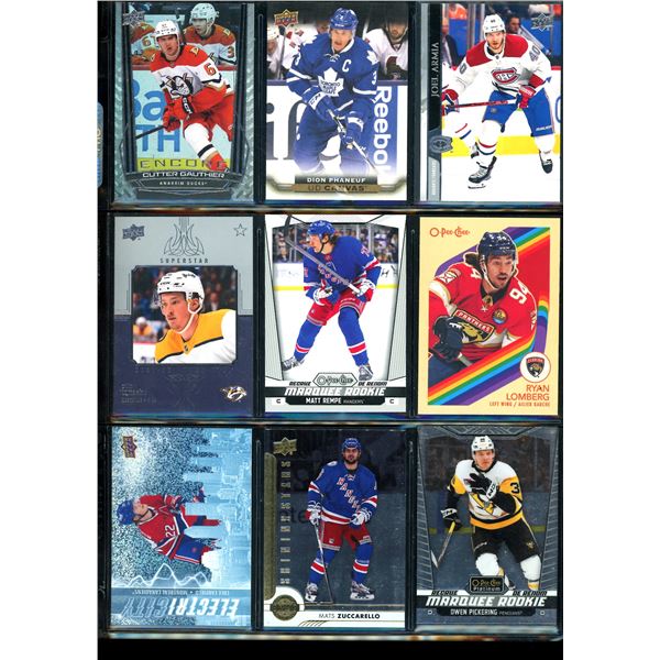 Lot of 9 Various Hockey Inserts or Rookie Cards Various Teams & Players