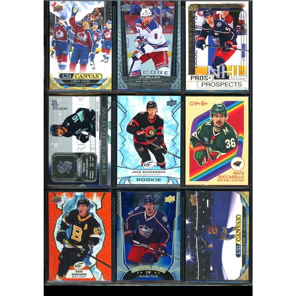 Lot of 9 Various Hockey Inserts or Rookie Cards Various Teams & Players
