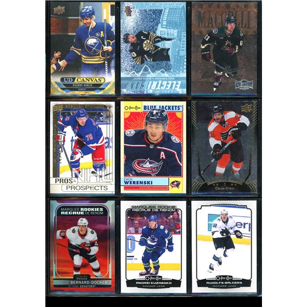 Lot of 9 Various Hockey Inserts or Rookie Cards Various Teams & Players