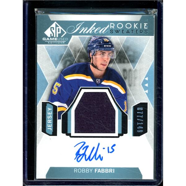 2015-16 SP Game Used Inked Rookie Sweaters #IRSRF Robby Fabbri 77/149 BV $40