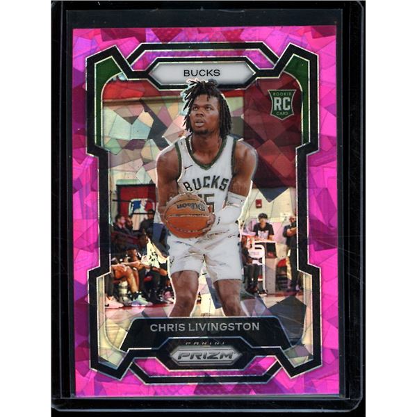 2023-24 Panini Prizm Prizms Pink Ice RC #156 Chris Livingston