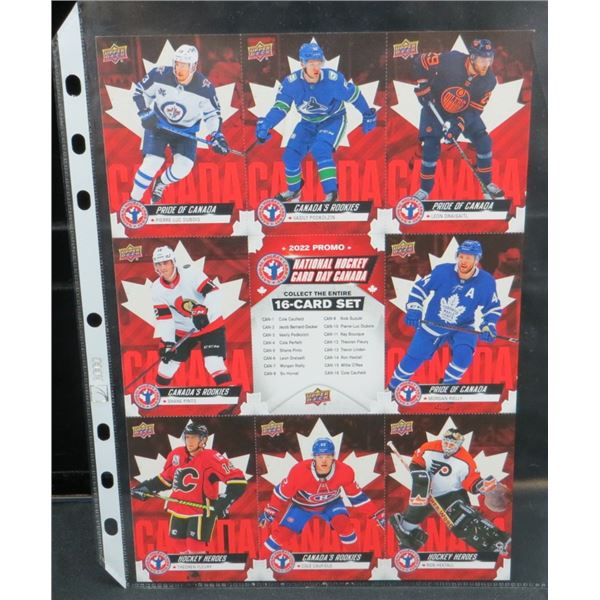 2022 National Hockey Card Day Un-Cut 9 Card Hockey Promo Sheet