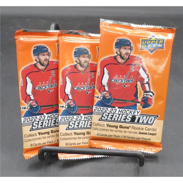 3 Sealed Packs 2022-23 Upper Deck Series 2 Hockey 8 Cards Per Pack