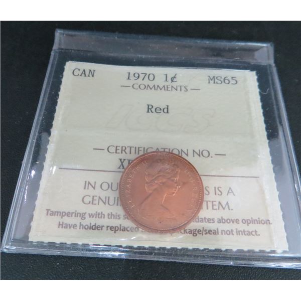 Canada 1970 1 Small Cent Coin - ICCS MS-65 Red Penny