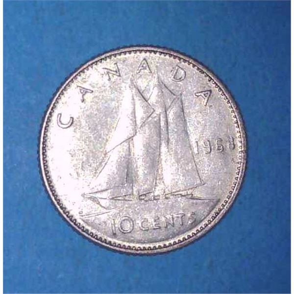 1968 Canadian Silver Dime (non-magnetic) 50% Silver