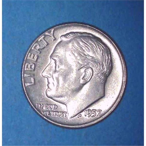 1957 USA Silver 10 Cent Coin