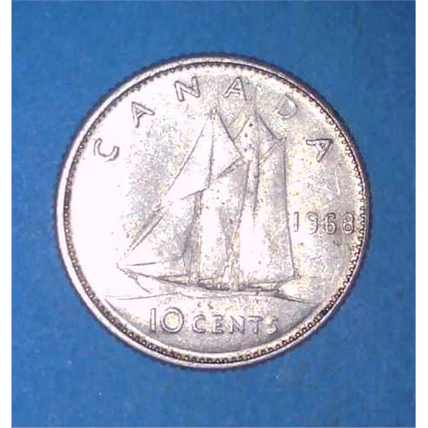 1968 Canadian Silver Dime (non-magnetic) 50% Silver