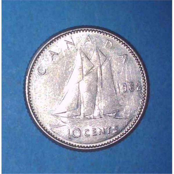 1962 Canadian Silver 10 Cent Coin