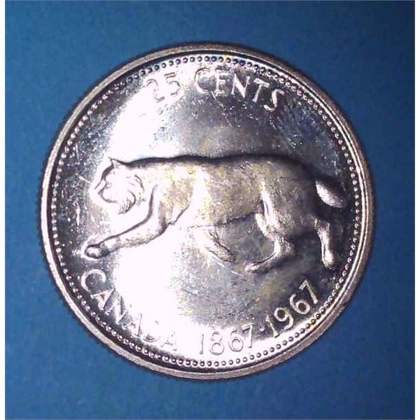 1967 Canadian Silver 25 Cent Coin