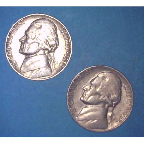 2x USA Nickels 1952