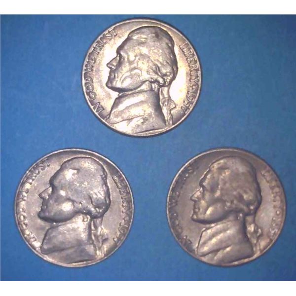 3x USA Nickels 1957